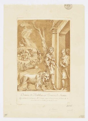 Androcles und der Löwe, Blatt 85 der Folge "Recueil d'estampes d'après les plus beaux tableaux et d'après les plus beaux desseins qui sont en France"