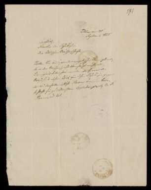 Brief von C. F. Henner an die Redaktion der Jahrbücher der biblischen Wissenschaft (Heinrich Ewald), Ulm, 20.9.1858