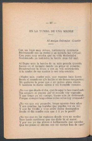 En la tumba de una madre : Al amigo Salvador Gentile