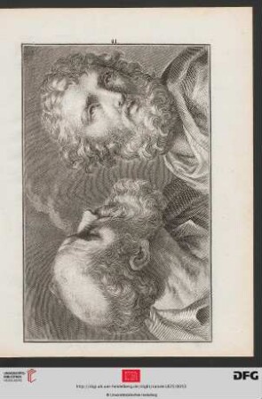 Taf. 41 [Kopfstudien nach Domenichino (Schraffur)]