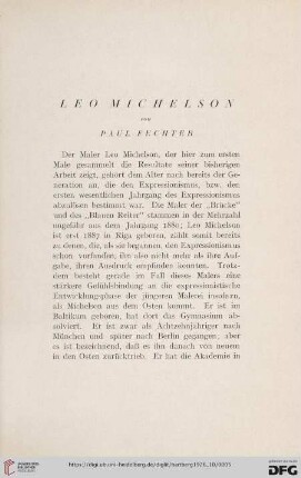 Leo Michelson von Paul Fechter