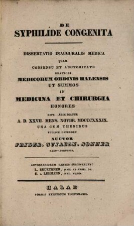 De syphilide congenita : diss. inaug. med.