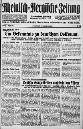 Rheinisch-Bergische Zeitung : Heidersche Zeitung ; ältestes Blatt des Rheinisch-Bergischen Kreises