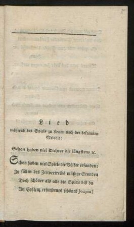 Lied während des Spiels zu singen nach der bekannten Melodie