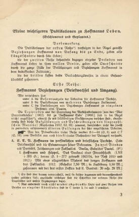 Erste Reihe: Hoffmanns Beziehungen
