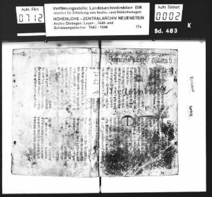 Gültbuch über die hohenlohischen und hohenlohisch-schöntalischen Gülten zu Niedernhall, angelegt durch Johann Philipp Pfeffer, gemeinschaftlicher Schultheiß zu Niedernhall.