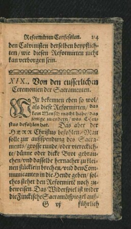 XIX. Von den eusserlichen Ceremonien der Sacramenten.
