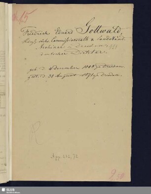 Nr. 72. Gottwald, Friedrich Eduard