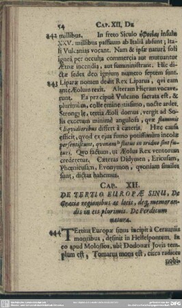Cap. XII. De Tertio Europae Sinu, De Graeciae regionibus ac locis, deq[ue] memorandis in eis plurimis. De Perdicum natura