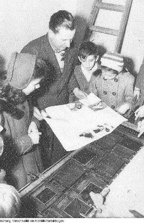Dresden, Feier 10 Jahre Christlich Demokratische Union (CDU) mit Otto Nuschke (CDU-Vorsitzender), CDU-Mitgliedern, Feier Karg, Januar 1956