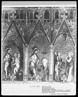 Feiertagsöffnung, rechter Flügel, oben: Christus in der Vorhölle, Noli me tangere, Himmelfahrt