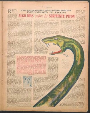 Algo más sobre la serpiente pitón : Nueva serie de aventuras del gran cazador Frank Buck