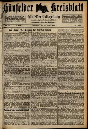 Zweite Ausgabe vom Donnerstag, den 28. März 1929.