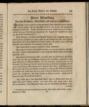 Vierte Abhandlung Von den Kirchhöfen, Meyerhöfen und einzelnen Landhäusern.