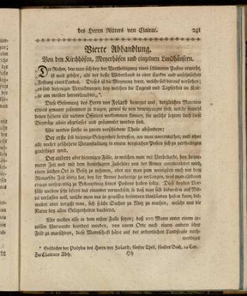 Vierte Abhandlung Von den Kirchhöfen, Meyerhöfen und einzelnen Landhäusern.