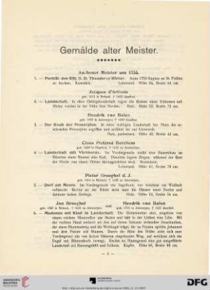 Gemälde alter Meister (Nr. 1-88)
