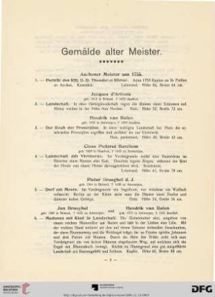 Gemälde alter Meister (Nr. 1-88)