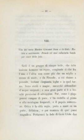 VIII. Vita del santo martire Giovanni Soan o de Gotò ...