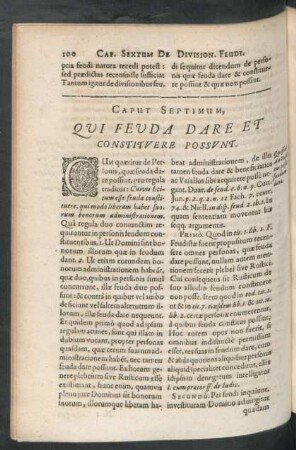 Caput Septimum, Qui Feuda Dare Et Constituere Possunt