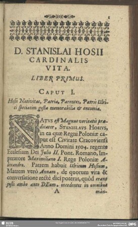 D. Stanislai Hosii Cardinalis Vita