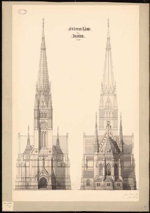 St. Gertrudkirche, Hamburg-Eilbek: Aufriss Vorderansicht, Choransicht