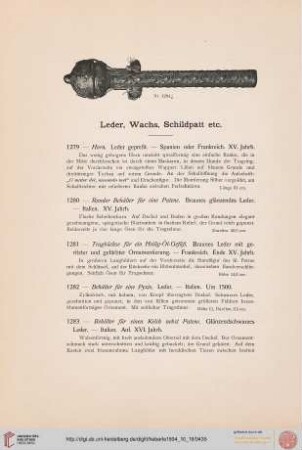 Leder, Wachs, Schildpatt etc. (Nr. 1279-1310)