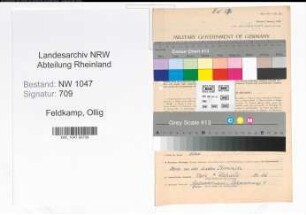 Entnazifizierung Ollig Feldkamp , geb. 14.07.1895 (Lehrer)