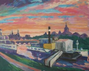 Raddampfer an der Albertbrücke Dresden