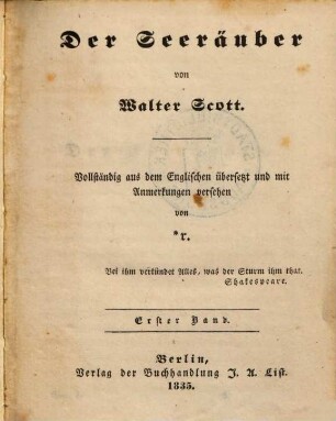Der Seeräuber, 1