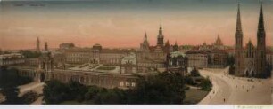 Ansicht vom Zwinger in Dresden, um 1920 : Dresden : Zwinger, Total. - [S.l.] , [um 1920]. - 1 Kunstbl. : mehrfarb. ; Blattgr. 37 x 14 cm