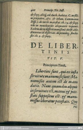 De Libertinis, Tit. V.