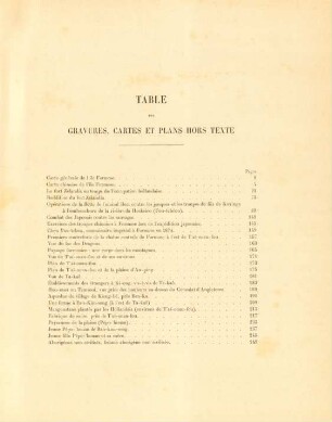 Table des gravures, cartes et plans hors texte
