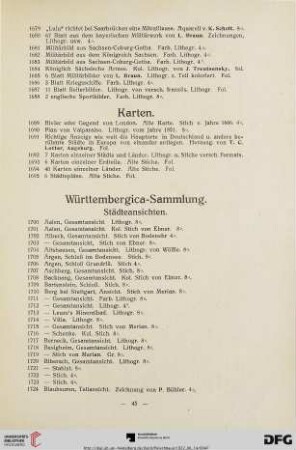 Württembergica-Sammlung (Nr. 1700-2982)