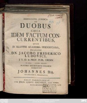 Dissertatio Juridica De Duobus Circa Idem Factum Concurrentibus