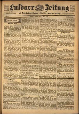 Erste Ausgabe vom Montag, den 09. Mai 1898.