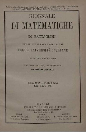 Volume XXXIV - Marzo e Aprile 1896.