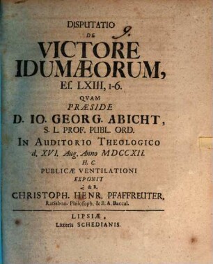 Disp. de victore Idumaeorum, Es. LXIII, 1 - 6