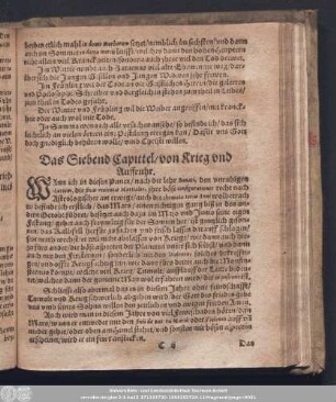 Das Siebend Capittel/ von Krieg und Auffruhr.
