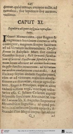 Cap. XI. De Sepulchris aliquot insignibus
