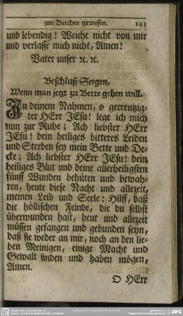 Beschluß-Seegen, Wenn man jetzt zu Bette gehen will