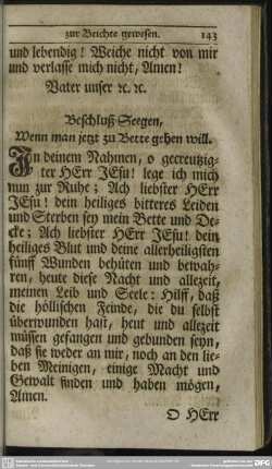 Beschluß-Seegen, Wenn man jetzt zu Bette gehen will