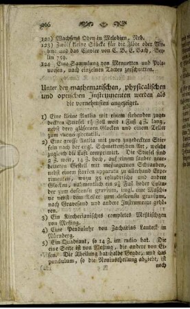 Unter den mathematischen, physicalischen und optischen Instrumenten werden als die vornehmsten angezeiget