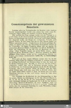 Gesamtergebnis der gewonnen Resultate