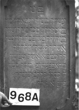 Grabstein 968 (Index: 99899503) Material: Sandstein Zustand: gut erhalten, Rückseite angewittert Maße HxBxT: 173x63x36 cm Beschreibung: aufgesockelte Stele, Aufsatz mit Voluten und Palmette Symbolik: Voluten, Palmette: Grabstein 968A