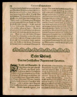 Erster Discurß. Von den Herrschafften/ Regenten und Tyrannen.