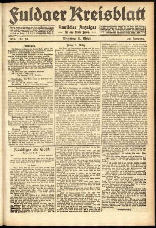 Ausgabe vom Dienstag, den 02. März 1920.