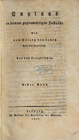 England in seinem gegenwärtigen Zustande, 1 (1815)