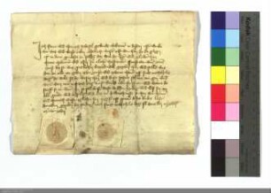 Henne u. Heinrich Ridesel leihen ihre Wiese zu Selheim dem Henne Hobemann gegen einen Zins von jährl. zwei Gänsen u. zwei Hühnern.