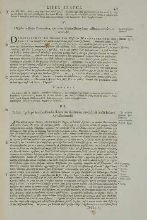 VI. Palladii Episcopi Autisiodorensis charta pro fundatione monasterii sancti Juliani Autissiodorensis.