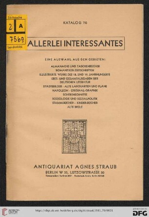 Nr. 70: Katalog: Allerlei Interessantes